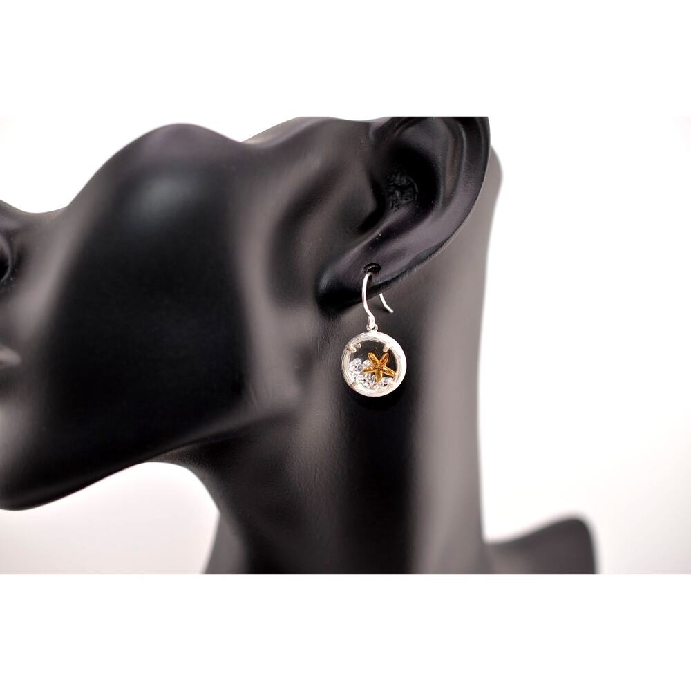 Catherine Weitzman Sterling Silver White Crystal Starfish Earrings